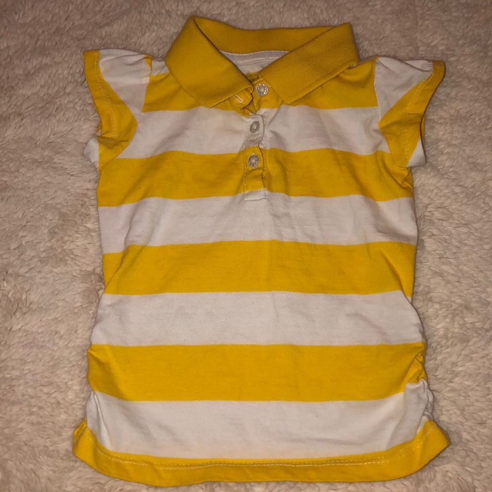 Girl polo button up shirt w/ glitter buttons
